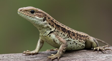 Fototapeta premium Close-up of a lizard on a log in natural habitat