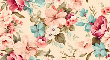 A beautiful vintage floral pattern with roses
