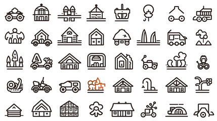 Collection of farm and agriculture line icons. (1)