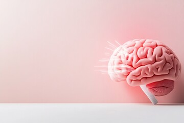 A simple flat design of a glowing brain emitting bright lines of intelligence on a clean white background