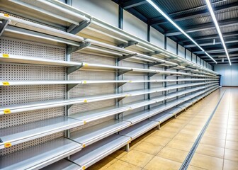 Obraz premium Supply chain disruptions, panic buying, and shortages create food crisis, emptying supermarket shelves and triggering a retail meltdown.