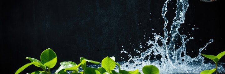 Sustainability images, Lush Green Leaves Glowing Under Natural Sunlight, copy space, 