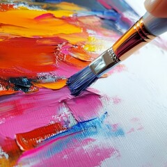 Obraz premium acrylic paint. vibrant color stokes of paint. brushstroke