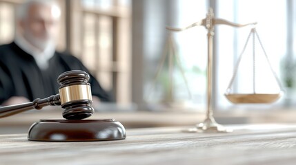 Law system - judicial process, legal court, magistrate authority, Scales of Justice, courtroom gavel, equitable governance, tribunal emblem, arbitration fairness, judge decision, lawful order.