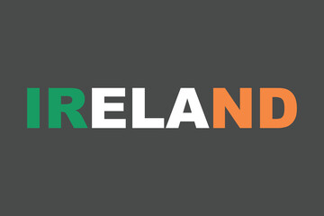 Ireland Word with heart shape, Ireland flag vector graphic, Ireland country flag is a symbol of freedom, National Ireland flag, vector illustration

