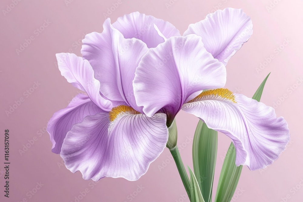 Poster A flat depiction of a single iris petal with clean lines and soft gradients