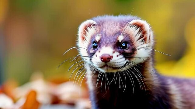 a ferret  looking at the camera