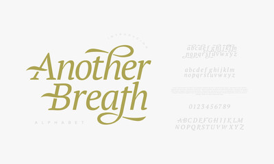 Breath typography beauty fashion elegant minimalist serif italic fonts decorative wedding vintage retro logos. Minimal luxury font alphabet logo. Vector illustration