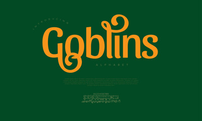 Goblin typography beauty fashion elegant minimalist serif italic fonts decorative wedding vintage retro logos. Minimal luxury font alphabet logo. Vector illustration