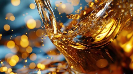 A draft beer tap pouring into a chilled glass, close-up with dynamic splash