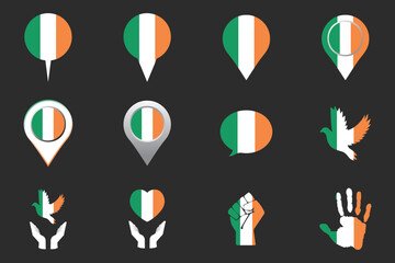 Flag of Ireland Set, Original and simple Ireland flag Bundle, vector illustration of Ireland flag Collection
