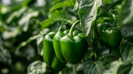 hydroponic green bell peppers