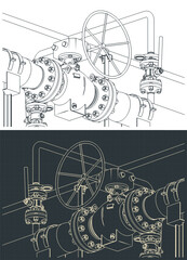 Natural gas metering skid close up drawings