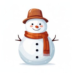 the AI Image Generator, Smiling Snowman With Scarf and Hat Isolated on White Background