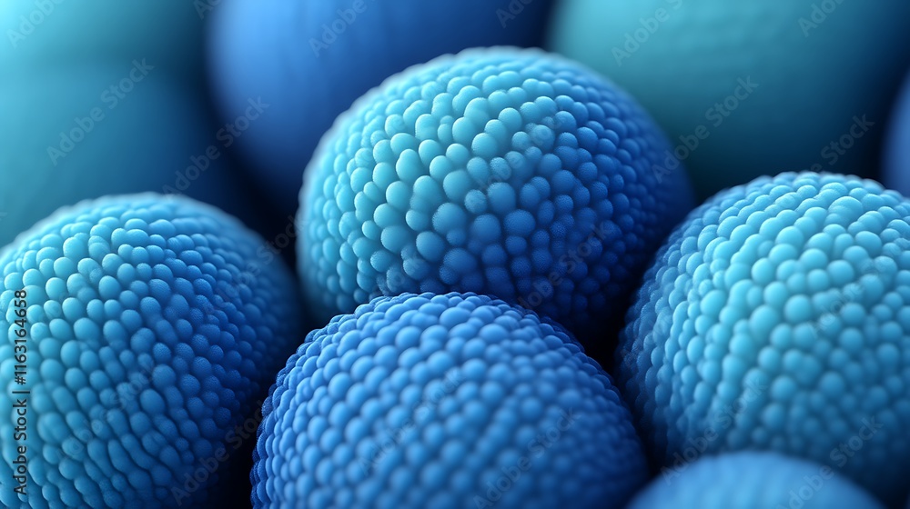 Poster blue spherical structures with minute surface nodules