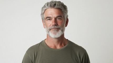 Obraz premium Portrait of a Mature Man with Gray Hair and Beard A Serene and Confident Expression