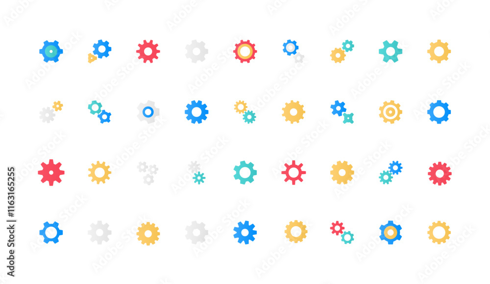 Poster gears of effective operation process, component and part of machine engine, mechanical equipment col