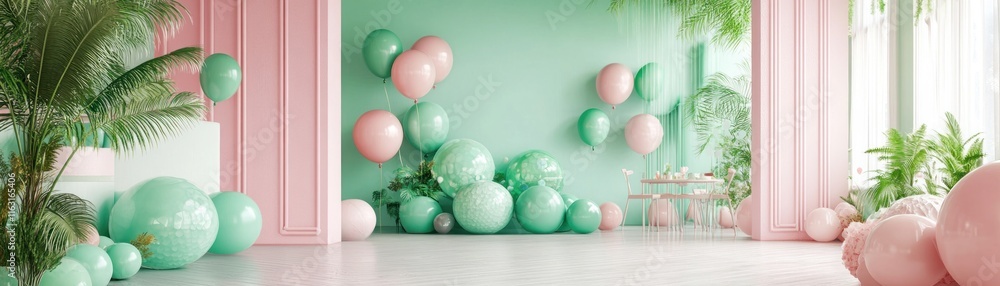 Poster capture the essence of a festive occasion with this image featuring a lively party scene with green 