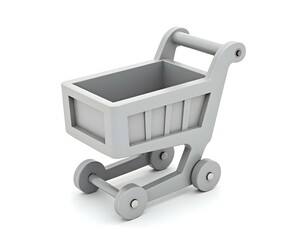 Shopping cart 3D render icon isolated on transparent background cutout ia 