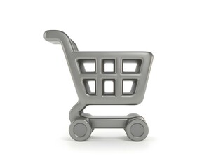 Shopping cart 3D render icon isolated on transparent background cutout ia 