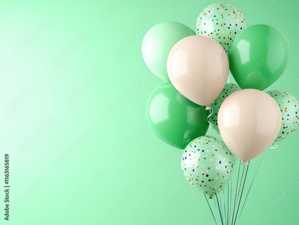 Poster capture the joy of celebration with this vibrant image featuring colorful strings attached to floati
