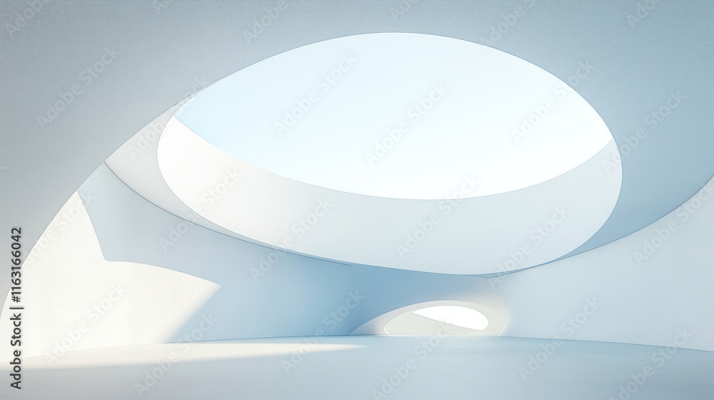 Poster empty modern architecture interior. light curves, smooth shapes form futuristic building. abstract d
