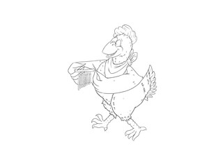 Chicken playing the chimes