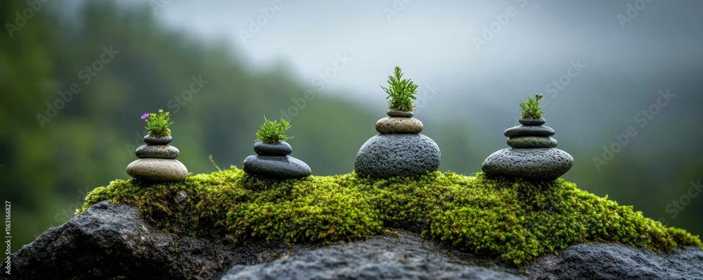 Poster discover serenity with this image featuring traditional irish patterns and verdant nature moss-cover