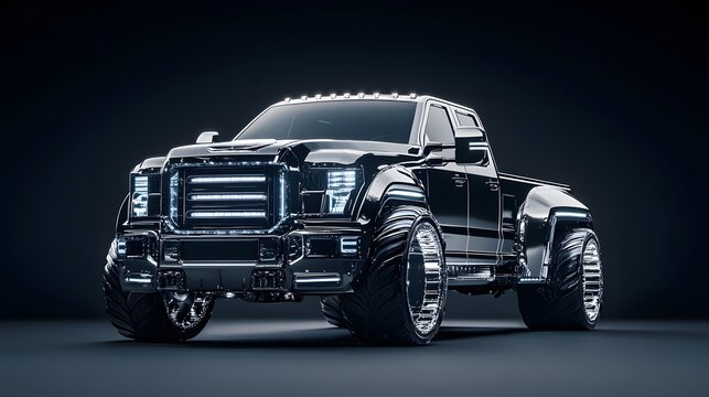 Sleek Black Pickup Truck with Chrome Accents