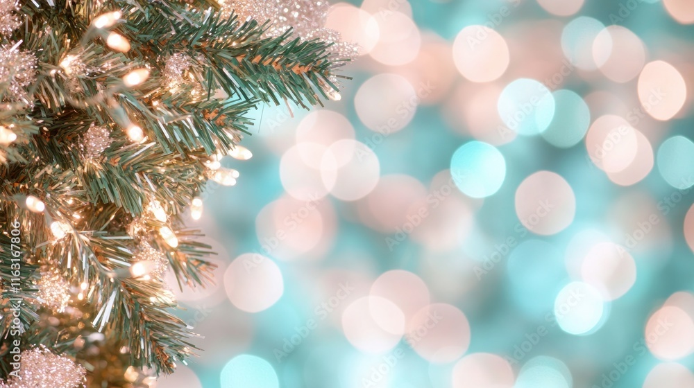 Poster experience the magic of the holidays with a sparkling display of tinsel and glitter, creating a mesm