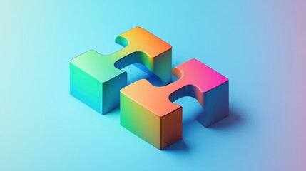 Obraz premium Abstract Colorful Puzzle Pieces Interlocking Design Concept 3D Render