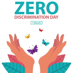 illustration vector graphic of a pair of hands releasing a flock of butterflies, perfect for international day, zero discrimination day, celebrate, greeting card, etc.