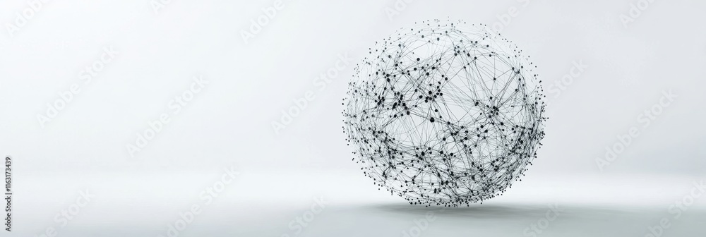 Poster geometric 3d network globe with interconnecting lines on white background for campaigns
