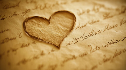 A close-up of a vintage love letter, with the edges blurred out, and the central part showing cursive writing against a warm, soft-focus backdrop.