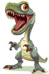 Obraz premium A cartoon dinosaur with a wide open mouth, showcasing a playful and animated design.
