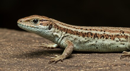 Fototapeta premium Close-up of a vivacious lizard on a sunlit rock surface