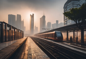 Fototapeta premium railway bridge at sunset