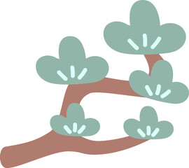 Traditional Korean pine tree vector art designed for lunar new year, Chuseok, and other cultural celebrations, blending serene nature with festive holiday themes for creative and decorative projects.