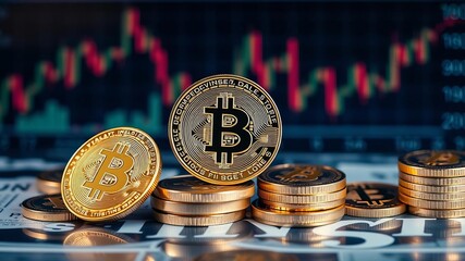 A close-up of interactive forex charts with a sticker labeled btc usd in the background, cryptocurrency, analysis