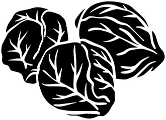 vegetarian illustration fresh silhouette diet logo food icon ingredient outline healthy organic green vegetable cabbage vegan brussel natural tasty shape women vector graphic background