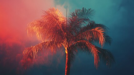 55.Palm tree in the evening light:
