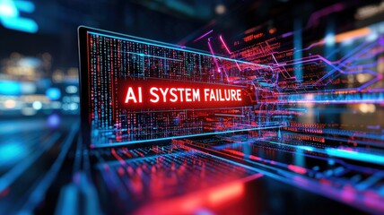 AI system failure with digital background