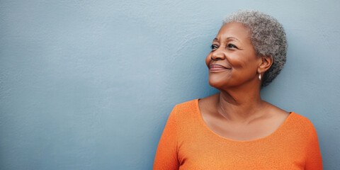 Close up portrait of smiling african elderly woman