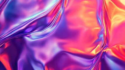 A vibrant, abstract representation of flowing fabric with iridescent colors.