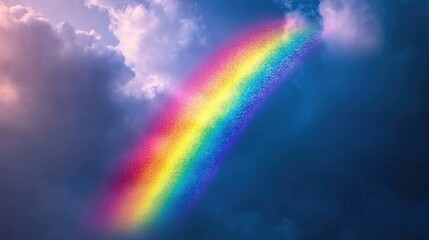 Fototapeta premium Vibrant rainbow arcing through majestic cloudy sky. Happy St. Patrick's Day