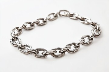 Obraz premium Silver chain necklace on white background