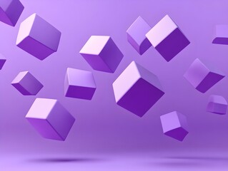 Purple Cubes Floating in Lavender Space