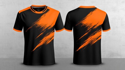 Black and Orange Sport Jersey Design Template: Front and Back View