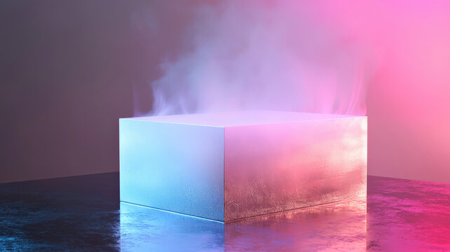 A creative box plot features glowing, gradient-filled boxes with dynamic whiskers, elegantly displayed against a holographic, polished surface, adding a futuristic touch to data visualization.