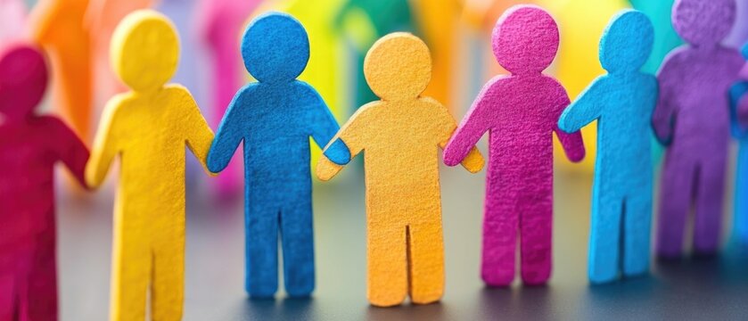 People of all colors holding hands, inclusive business mindset values dignity and respect for all individuals